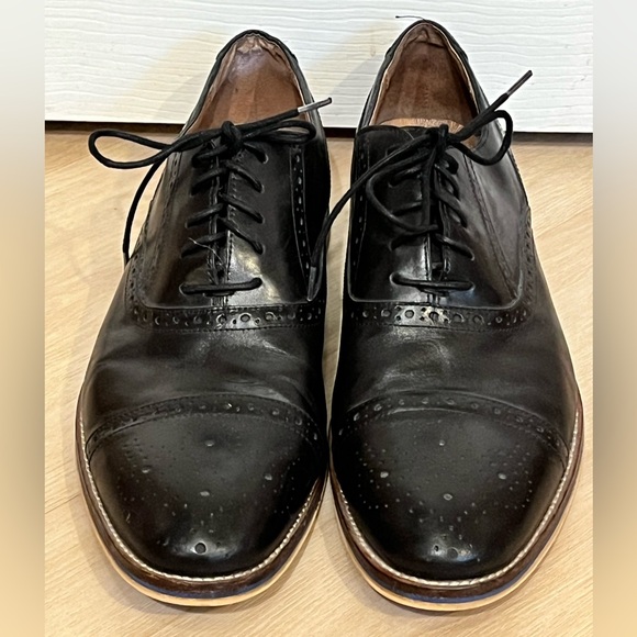 Johnston & Murphy Black Oxford Dress Shoes Lace Up Leather Mens 11.5 EUC - Picture 2 of 12